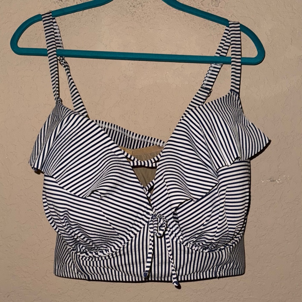 SWIM BY CACIQUE  Swimsuit Swim Bikini Top Striped Printed- Underwire